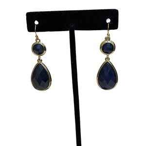 Olivia Welles Black Gem Teardrop Drop Earrings